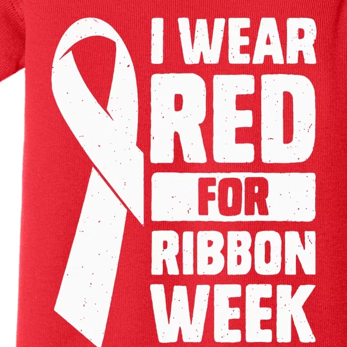 In October I Wear Red Ribbon Week Awareness Baby Bodysuit