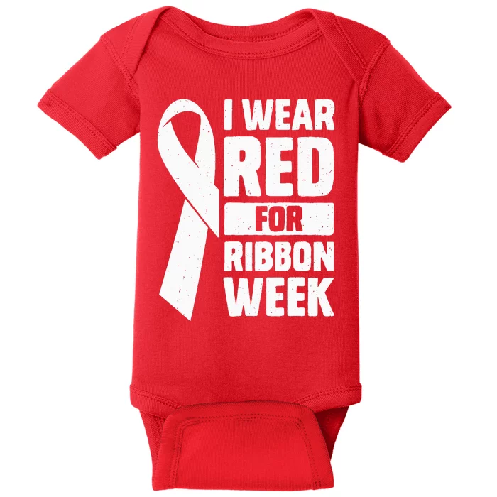 In October I Wear Red Ribbon Week Awareness Baby Bodysuit