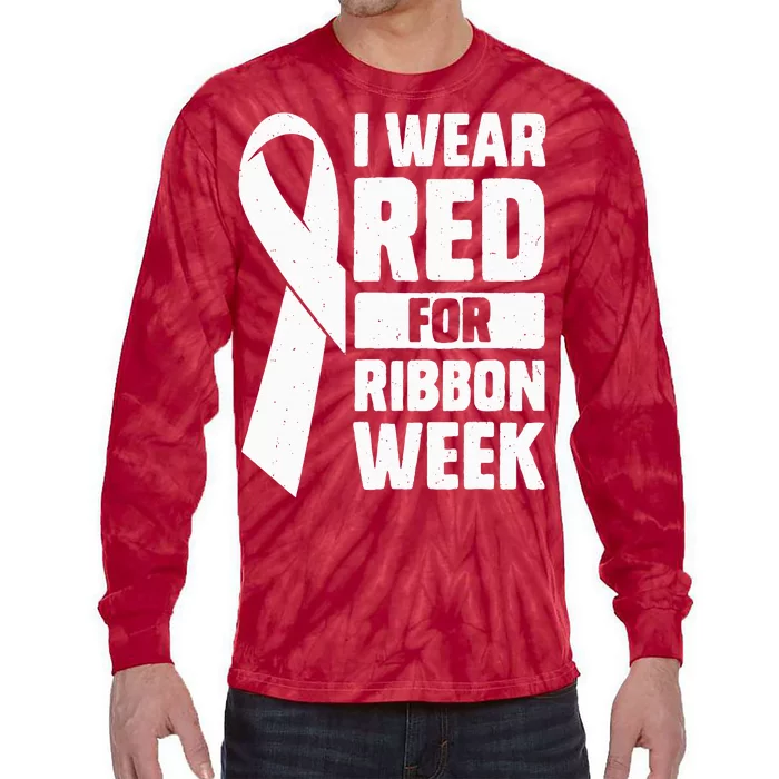 In October I Wear Red Ribbon Week Awareness Tie-Dye Long Sleeve Shirt