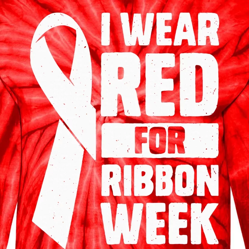 In October I Wear Red Ribbon Week Awareness Tie-Dye Long Sleeve Shirt