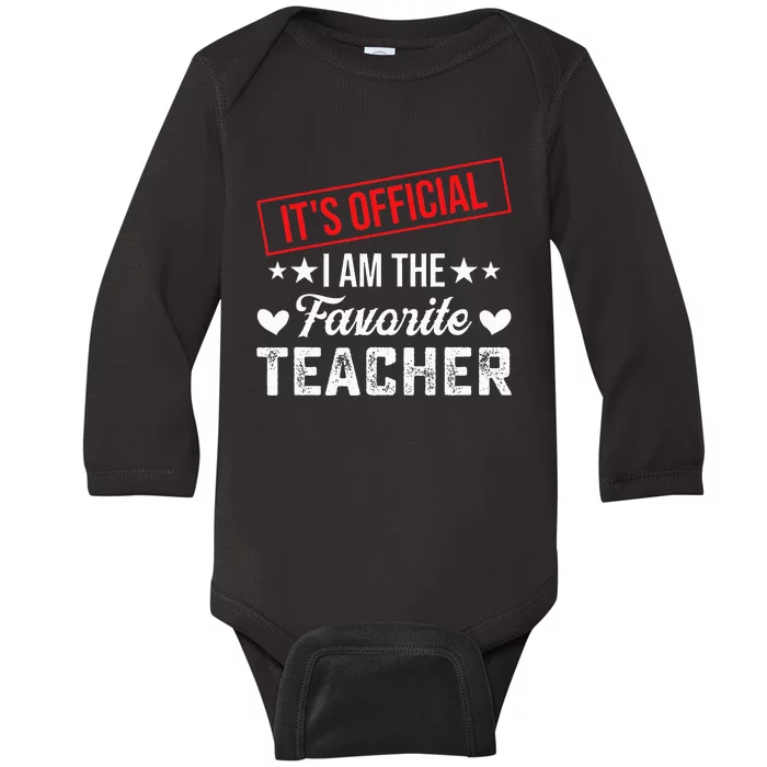 It's O.fficial I'm The Favorite Teacher Baby Long Sleeve Bodysuit