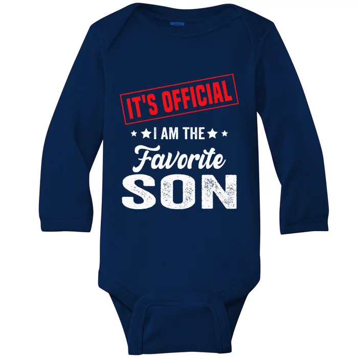 It's Official I'm The Favorite Son Baby Long Sleeve Bodysuit