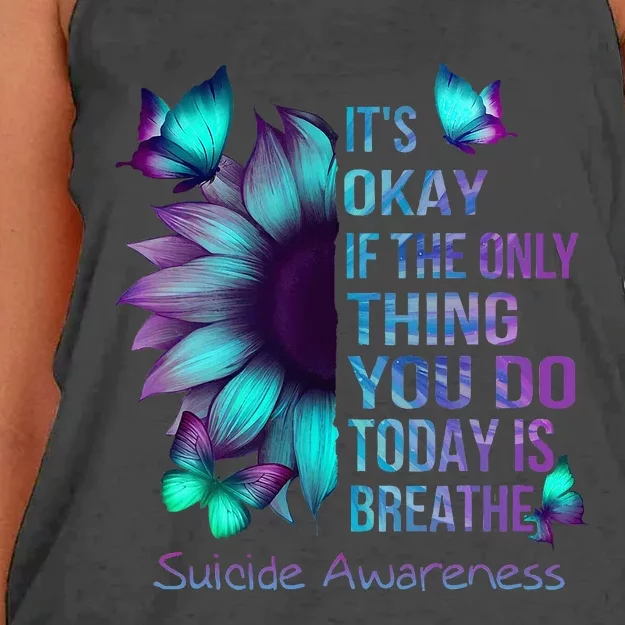 Its Okay If Only Thing You Do Is Breathe Suicide Prevention Women's Knotted Racerback Tank