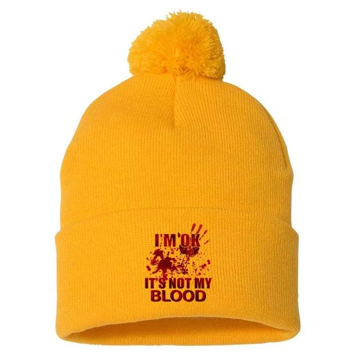 IM Ok ItS Not My Blood Pom Pom 12in Knit Beanie