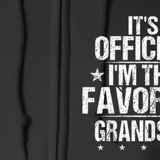 It's O.fficial I'm The Favorite Grandson Funny Sayings Retro Full Zip Hoodie