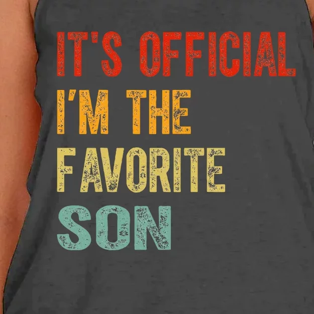 It's O.fficial I'm The Favorite Son Funny Family Gifts Women's Knotted Racerback Tank