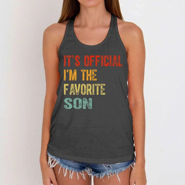 It's O.fficial I'm The Favorite Son Funny Family Gifts Women's Knotted Racerback Tank