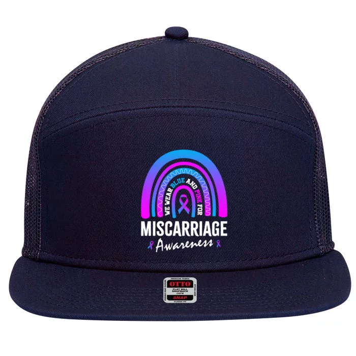 In October I Wear Pink Blue For Miscarriage Awareness Gift 7 Panel Mesh Trucker Snapback Hat