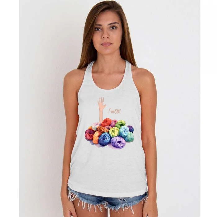 Im Ok Knitting Yarn Lover Crochet Lover Women's Knotted Racerback Tank