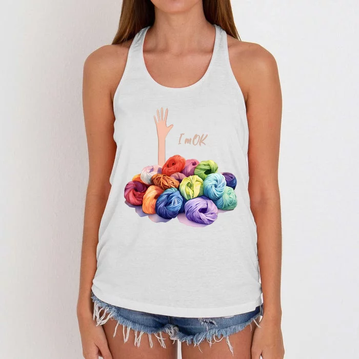 Im Ok Knitting Yarn Lover Crochet Lover Women's Knotted Racerback Tank