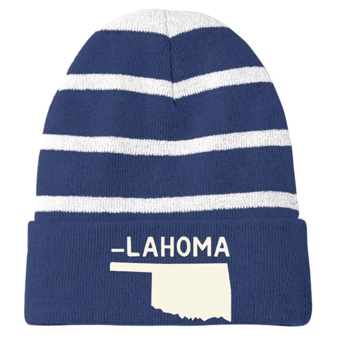 Im Ok Lahoma Striped Beanie with Solid Band