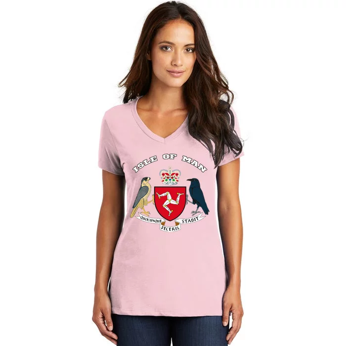 Isle Of Man Coat Of Arms Of Coat Of Arm Flag Manx Women's V-Neck T-Shirt