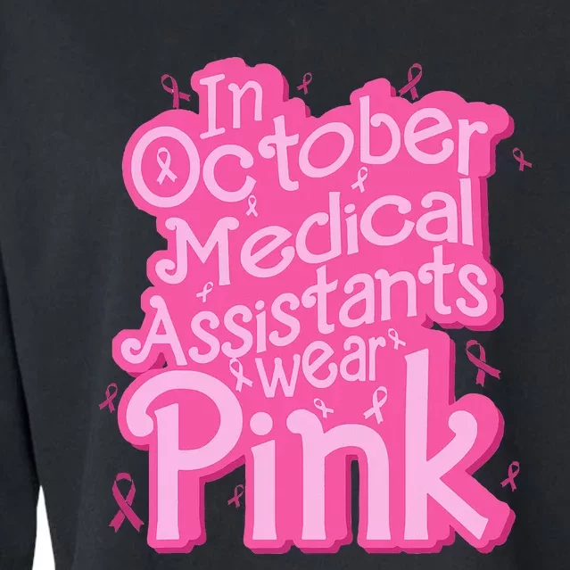 In October Medical Assistant wear pink CMA Breast Cancer Cropped Pullover Crew