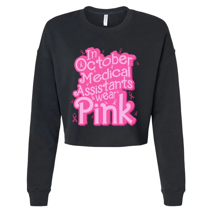 In October Medical Assistant wear pink CMA Breast Cancer Cropped Pullover Crew