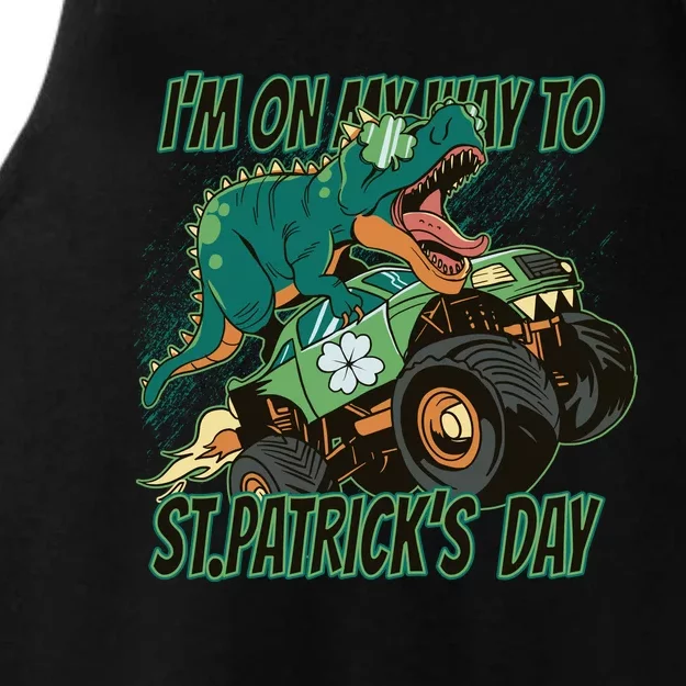 Im On My Way To St Patricks Day Dinosaur Ladies Tri-Blend Wicking Tank