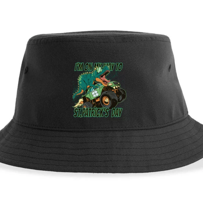 Im On My Way To St Patricks Day Dinosaur Sustainable Bucket Hat