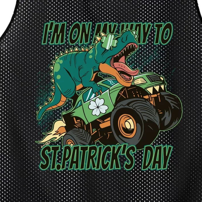 Im On My Way To St Patricks Day Dinosaur Mesh Reversible Basketball Jersey Tank