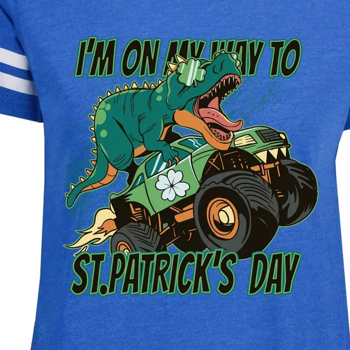 Im On My Way To St Patricks Day Dinosaur Enza Ladies Jersey Football T-Shirt