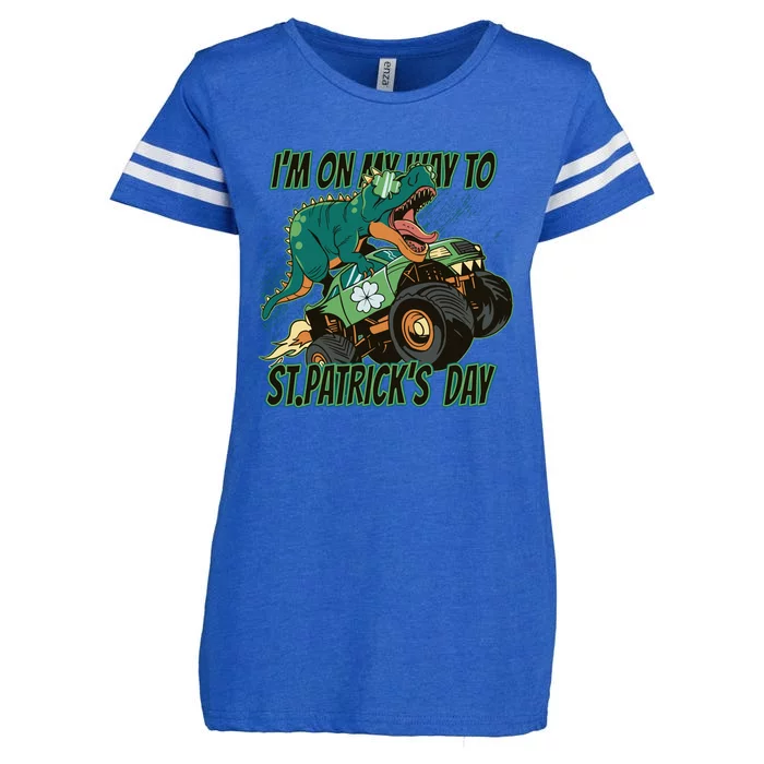 Im On My Way To St Patricks Day Dinosaur Enza Ladies Jersey Football T-Shirt