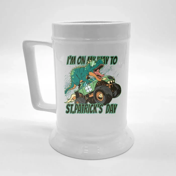 Im On My Way To St Patricks Day Dinosaur Front & Back Beer Stein