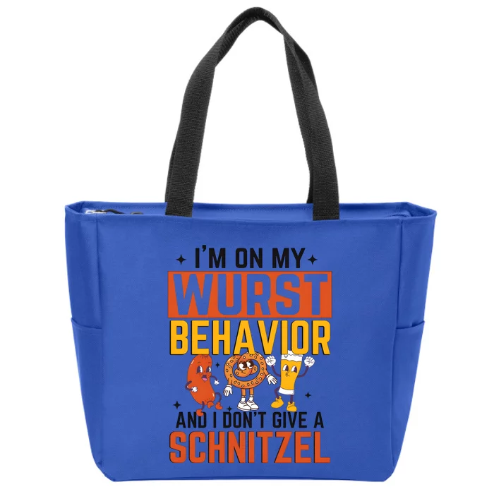 IM On My Wurst Behavior I DonT Give A Schnitzel Funny Oktoberfest Zip Tote Bag