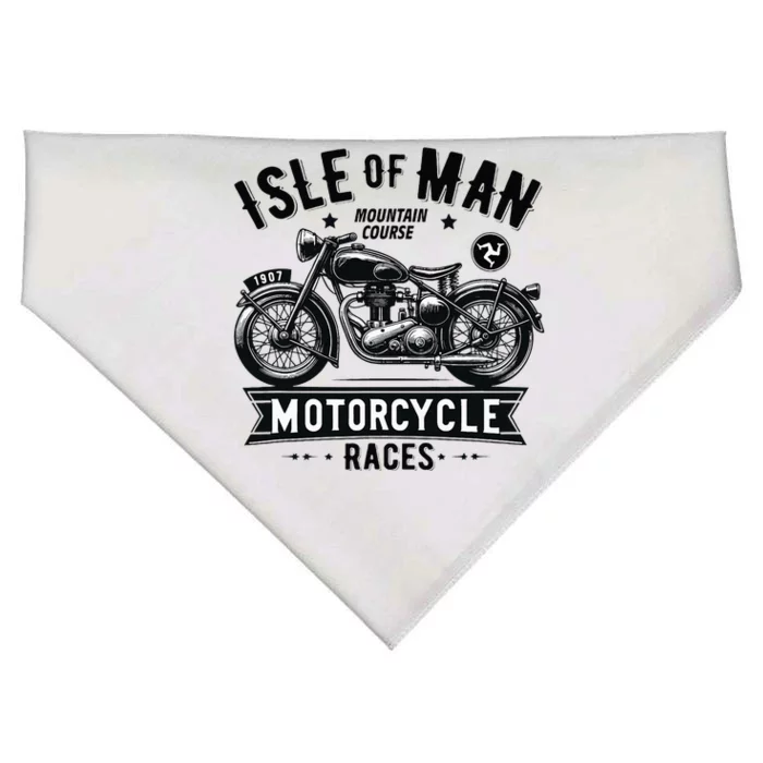 Isle Of Man Tt Races Vintage Motorcycle Retro Design USA-Made Doggie Bandana