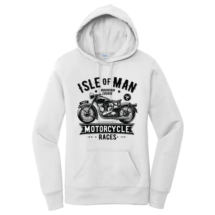 Isle Of Man Tt Races Vintage Motorcycle Retro Design Women's Pullover Hoodie