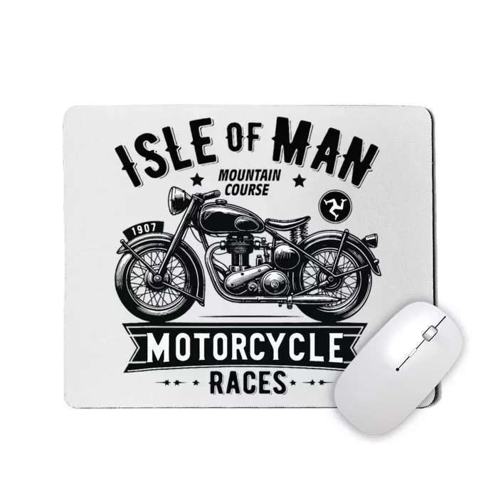 Isle Of Man Tt Races Vintage Motorcycle Retro Design Mousepad