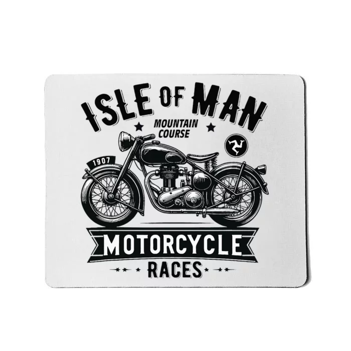 Isle Of Man Tt Races Vintage Motorcycle Retro Design Mousepad