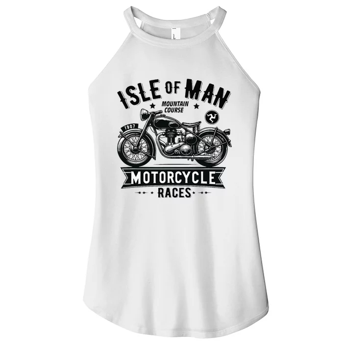 Isle Of Man Tt Races Vintage Motorcycle Retro Design Women’s Perfect Tri Rocker Tank