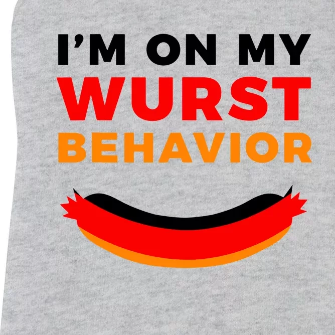 Im On My Wurst Behavior Funny German Oktoberfest Women's Racerback Tank