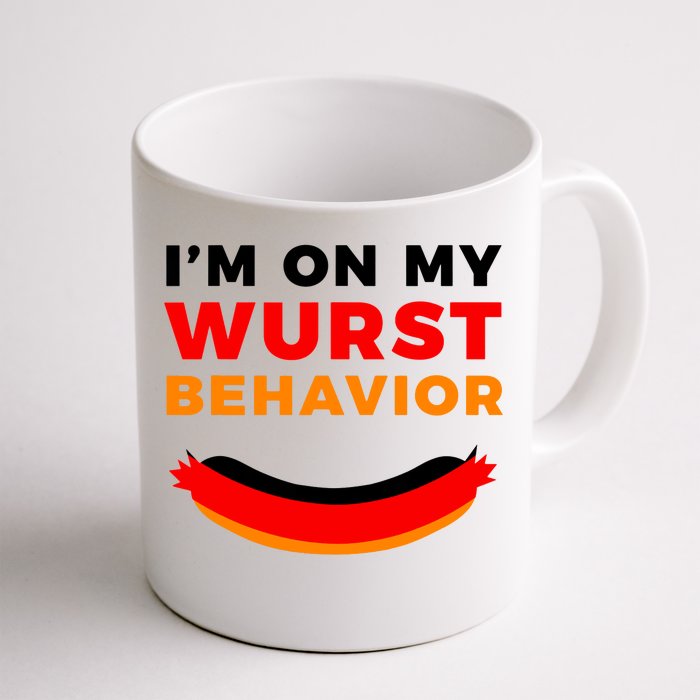 Im On My Wurst Behavior Funny German Oktoberfest Front & Back Coffee Mug