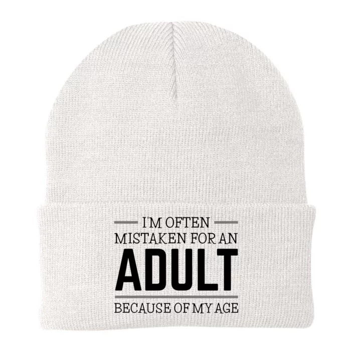 Im Often Mistaken For An Adult Because Of My Age Funny Birthday Gift Knit Cap Winter Beanie