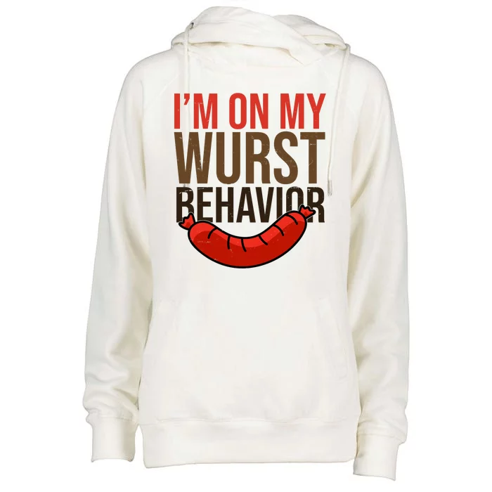 Im On My Wurst Behavior Oktoberfest Womens Funnel Neck Pullover Hood