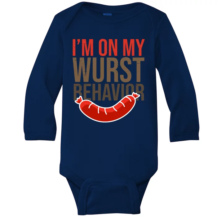 Im On My Wurst Behavior Oktoberfest Baby Long Sleeve Bodysuit