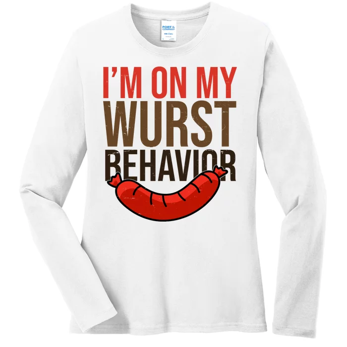 Im On My Wurst Behavior Oktoberfest Ladies Long Sleeve Shirt