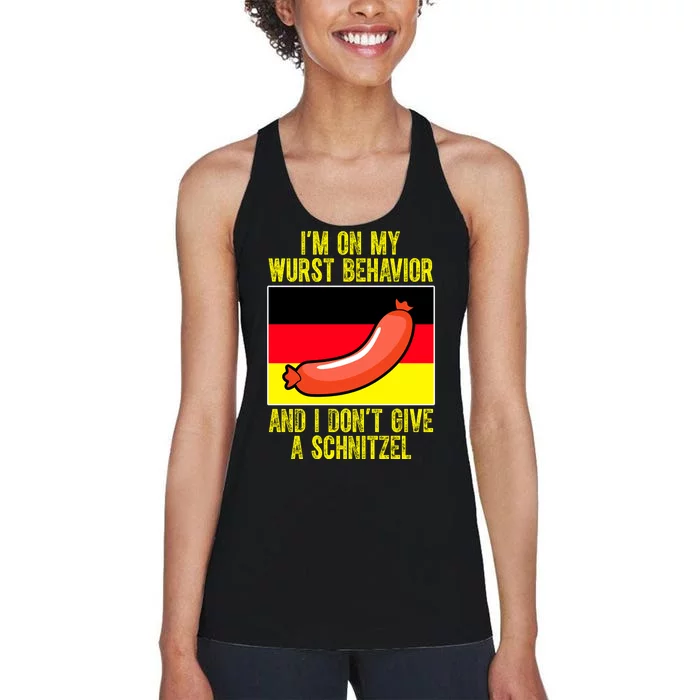 Im On My Wurst Behavior And I Dont Give A Schnitzel Oktoberfest Women's Racerback Tank