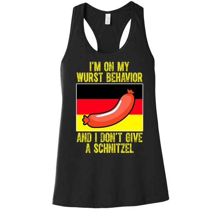 Im On My Wurst Behavior And I Dont Give A Schnitzel Oktoberfest Women's Racerback Tank