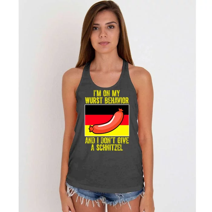 Im On My Wurst Behavior And I Dont Give A Schnitzel Oktoberfest Women's Knotted Racerback Tank