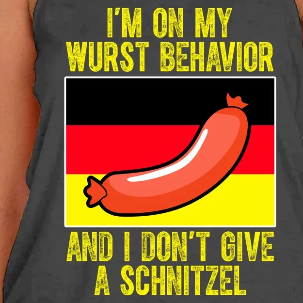 Im On My Wurst Behavior And I Dont Give A Schnitzel Oktoberfest Women's Knotted Racerback Tank