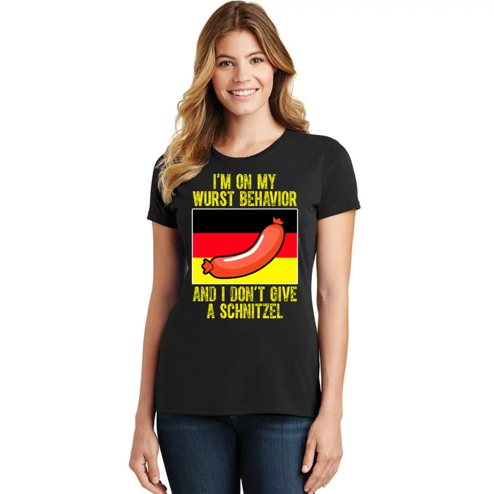 Im On My Wurst Behavior And I Dont Give A Schnitzel Oktoberfest Women's T-Shirt