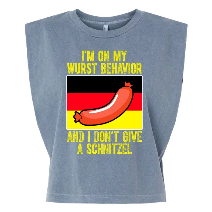 Im On My Wurst Behavior And I Dont Give A Schnitzel Oktoberfest Garment-Dyed Women's Muscle Tee