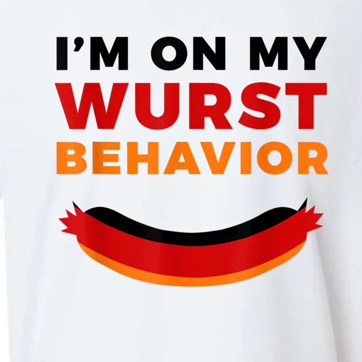 I'm On My Wurst Behavior Funny German Oktoberfest Sueded Cloud Jersey T-Shirt