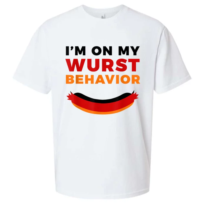 I'm On My Wurst Behavior Funny German Oktoberfest Sueded Cloud Jersey T-Shirt