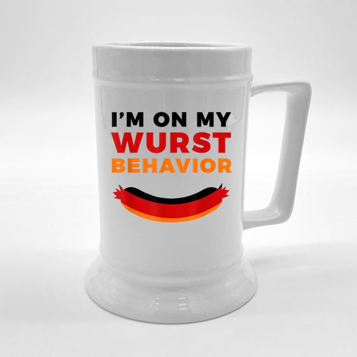 I'm On My Wurst Behavior Funny German Oktoberfest Front & Back Beer Stein