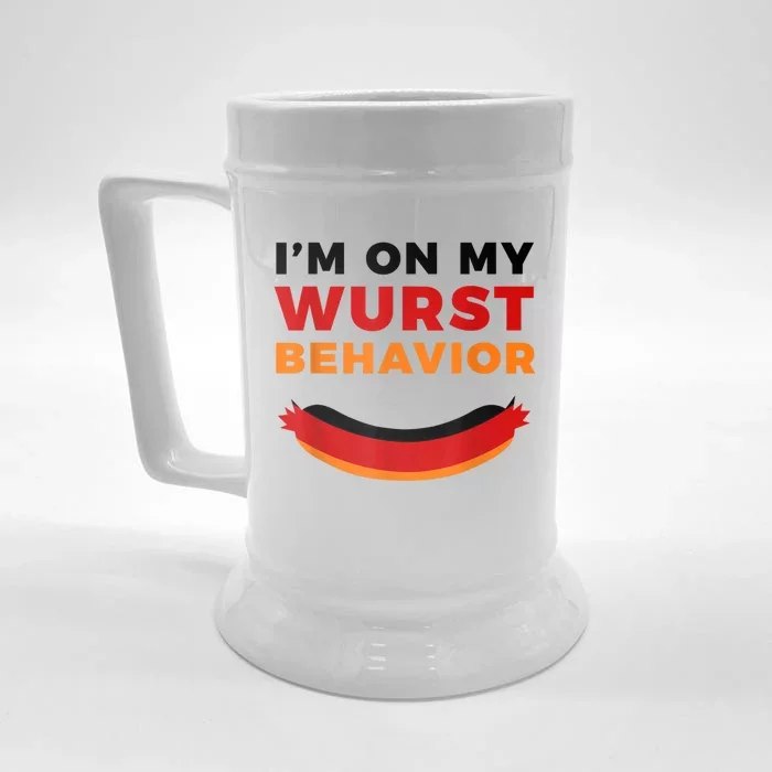 I'm On My Wurst Behavior Funny German Oktoberfest Front & Back Beer Stein