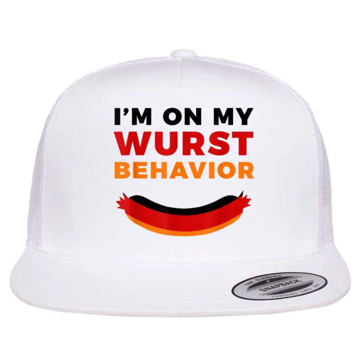 I'm On My Wurst Behavior Funny German Oktoberfest Flat Bill Trucker Hat