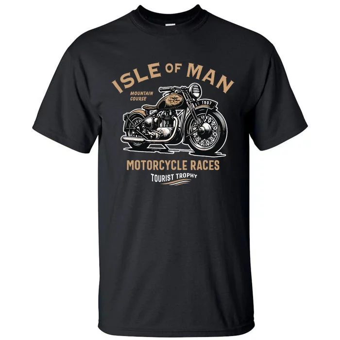 Isle Of Man Tt Races Vintage Motorcycle Retro Design Tall T-Shirt