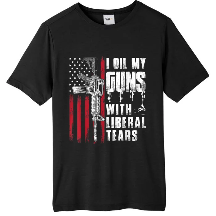 I Oil My Guns With Liberal Tears Gun American Flag Patriots ChromaSoft Performance T-Shirt