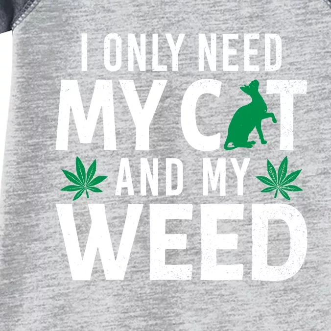 I Only Need My Cat And My Weed Funny Marijuana Pot Smoker Infant Baby Jersey Bodysuit